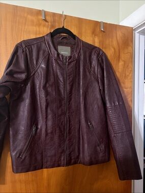 Maurices Women's Deep Burgundy Faux Leather Moto Jacket